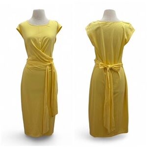 Ralph Lauren NWT Yellow Belted Jersey Midi Dress Sz 12 Large Resort Vacation